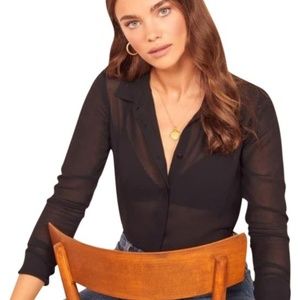 Reformation Violet Sheer Button Down NWOT